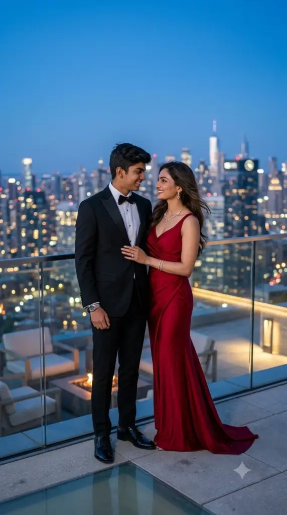Luxury Rooftop Evening Portrait